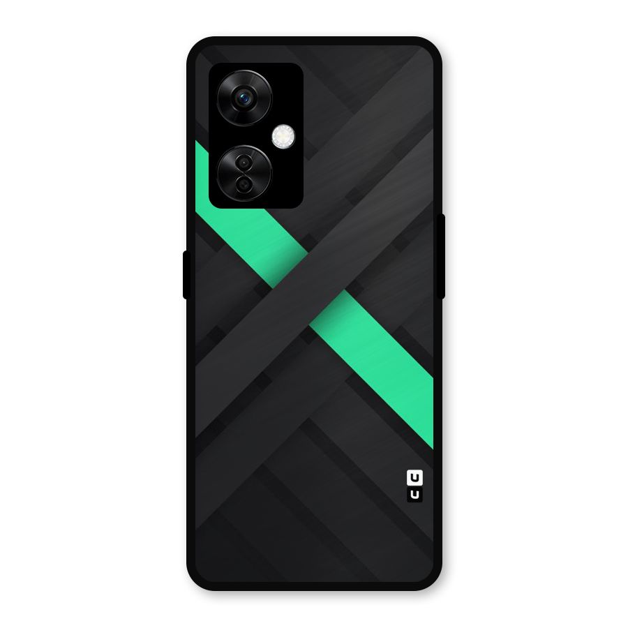Green Stripe Diagonal Metal Back Case for OnePlus Nord CE 3 Lite