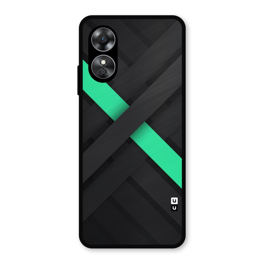 Green Stripe Diagonal Metal Back Case for Oppo A17