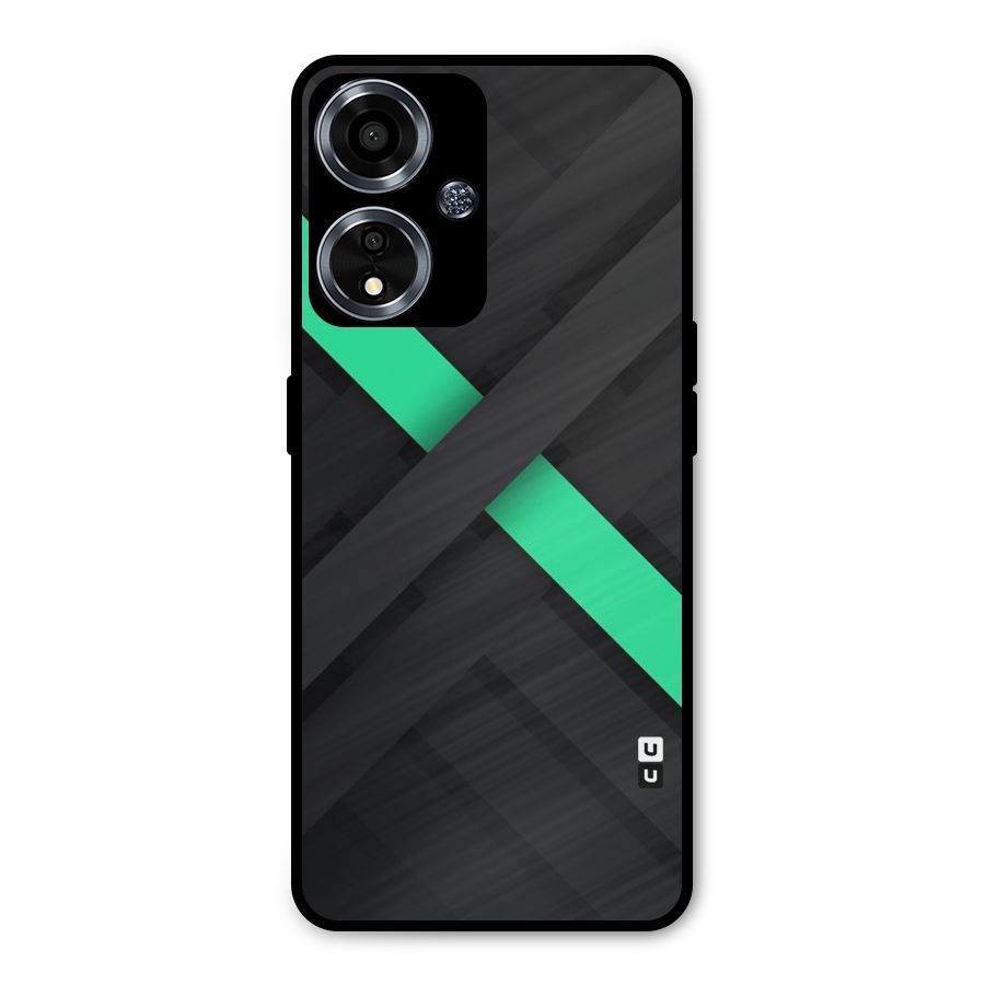 Green Stripe Diagonal Metal Back Case for Oppo A59