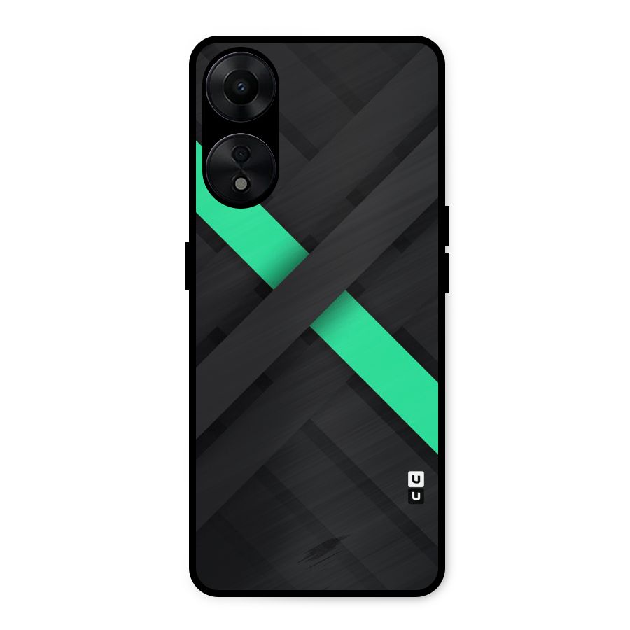 Green Stripe Diagonal Metal Back Case for Oppo A78 5G