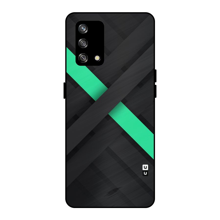 Green Stripe Diagonal Metal Back Case for Oppo F19