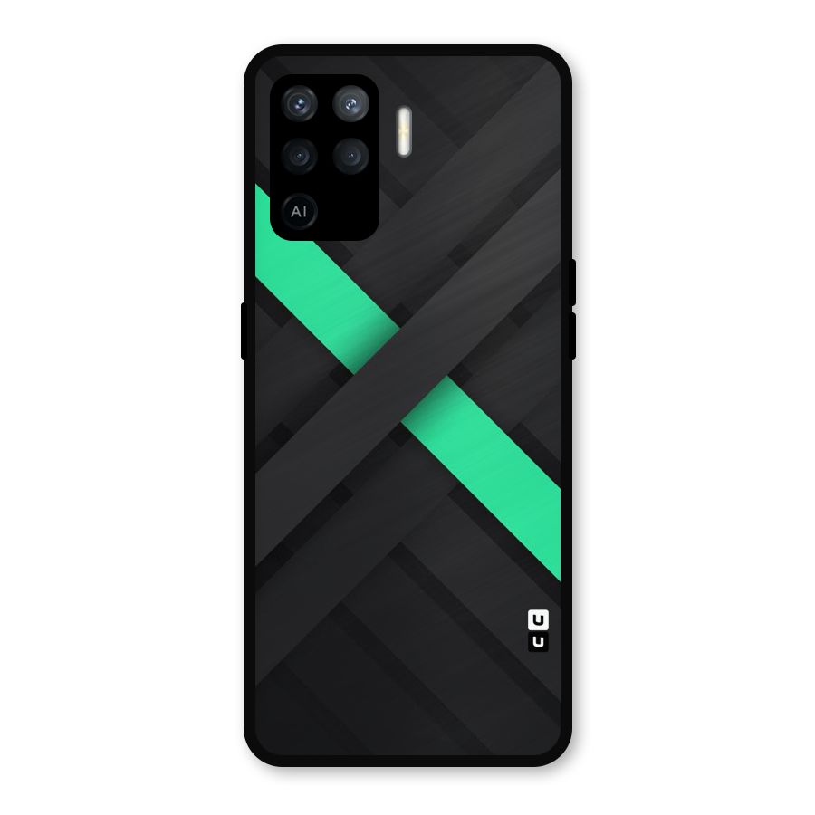 Green Stripe Diagonal Metal Back Case for Oppo F19 Pro