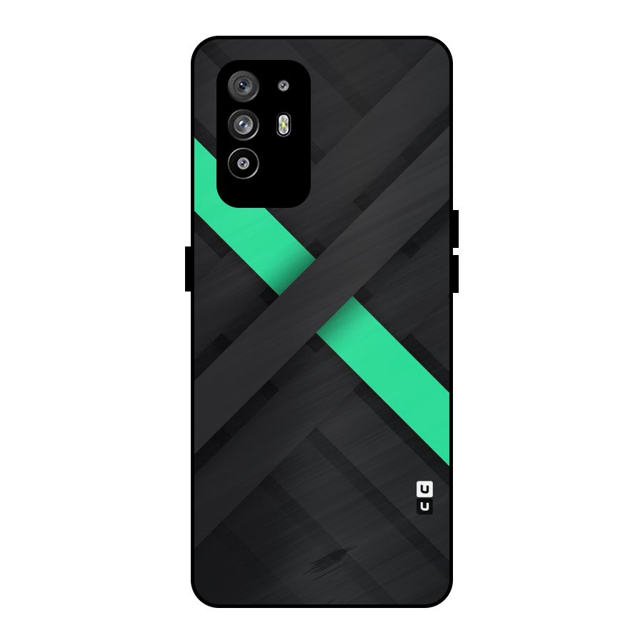 Green Stripe Diagonal Metal Back Case for Oppo F19 Pro Plus 5G