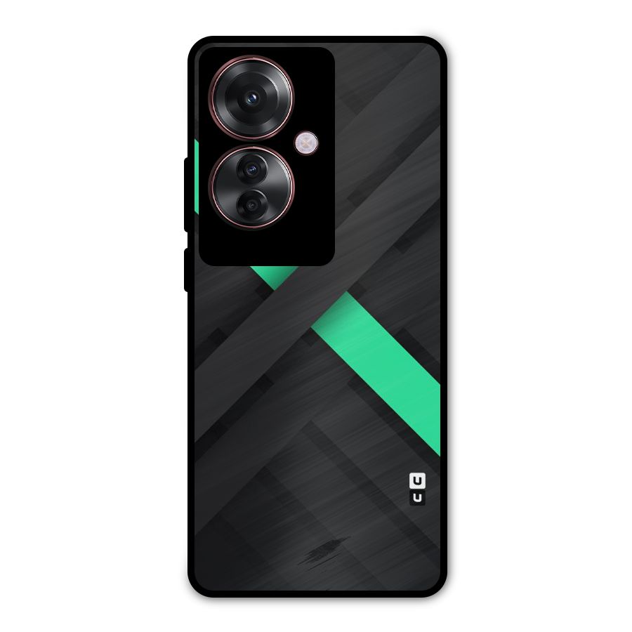 Green Stripe Diagonal Metal Back Case for Oppo F25 Pro