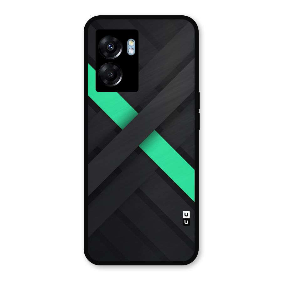 Green Stripe Diagonal Metal Back Case for Oppo K10 (5G)
