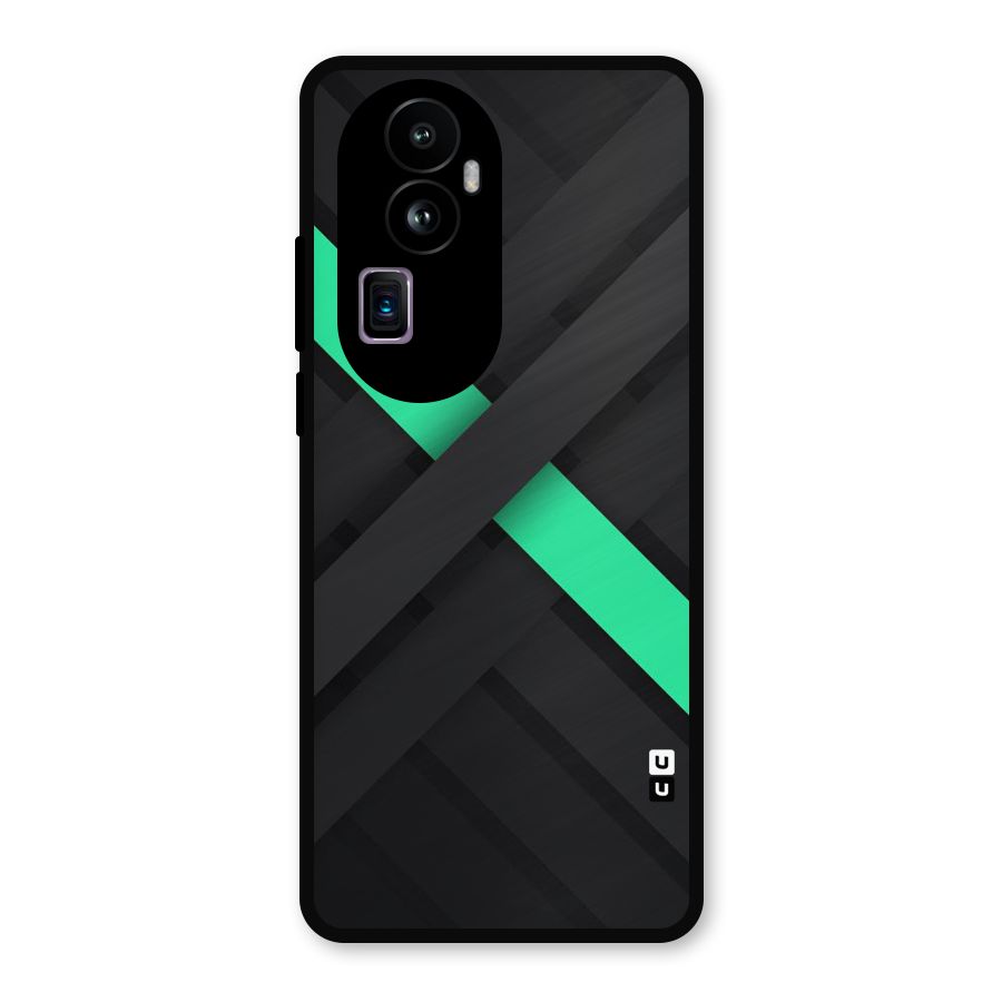 Green Stripe Diagonal Metal Back Case for Oppo Reno10 Pro Plus