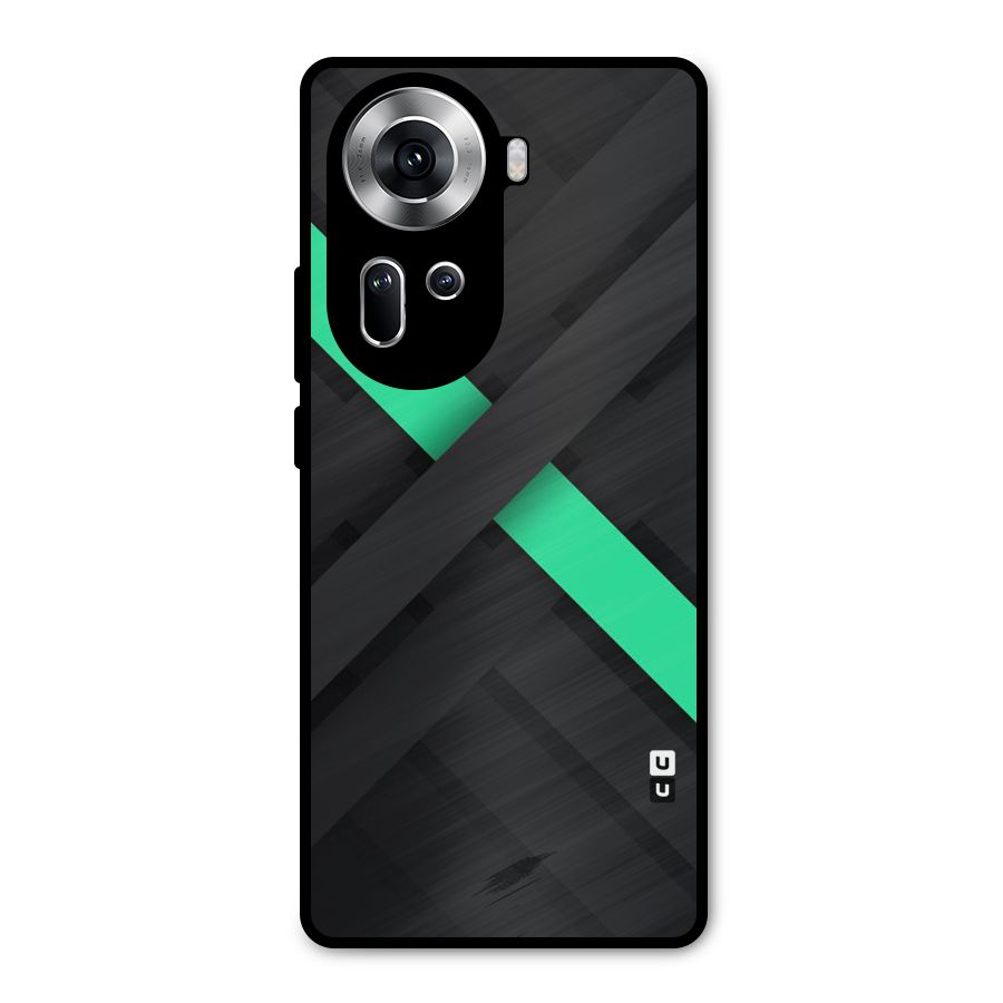 Green Stripe Diagonal Metal Back Case for Oppo Reno11 5G