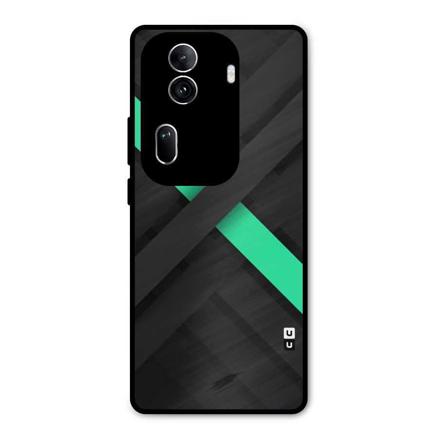 Green Stripe Diagonal Metal Back Case for Oppo Reno11 Pro 5G