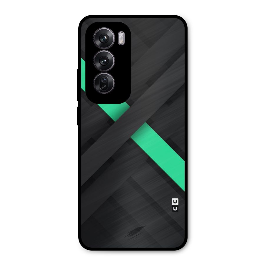 Green Stripe Diagonal Metal Back Case for Oppo Reno12 Pro