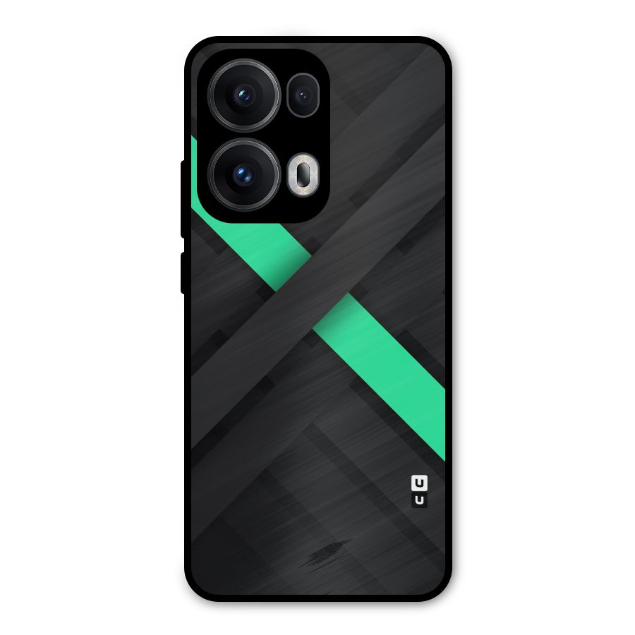 Green Stripe Diagonal Metal Back Case for Oppo Reno13 Pro