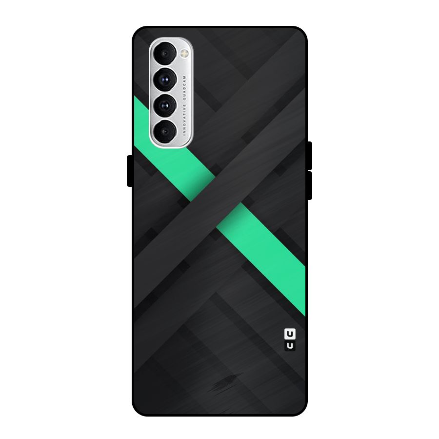 Green Stripe Diagonal Metal Back Case for Oppo Reno4 Pro