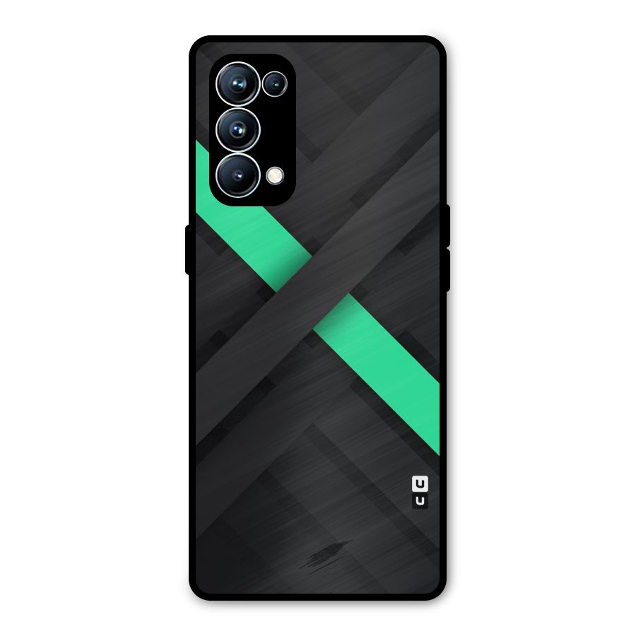 Green Stripe Diagonal Metal Back Case for Oppo Reno5 Pro 5G