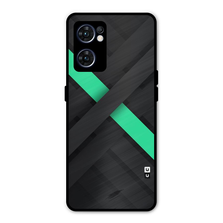 Green Stripe Diagonal Metal Back Case for Oppo Reno7 5G