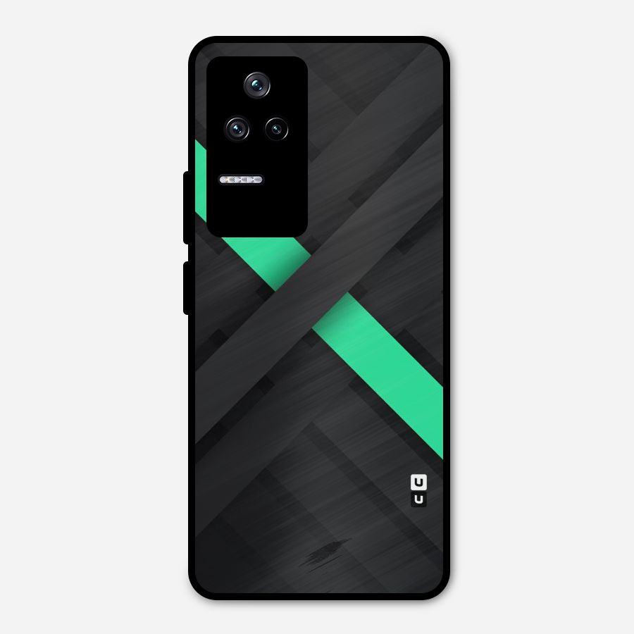 Green Stripe Diagonal Metal Back Case for Poco F4 5G