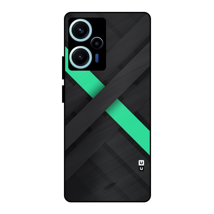 Green Stripe Diagonal Metal Back Case for Poco F5