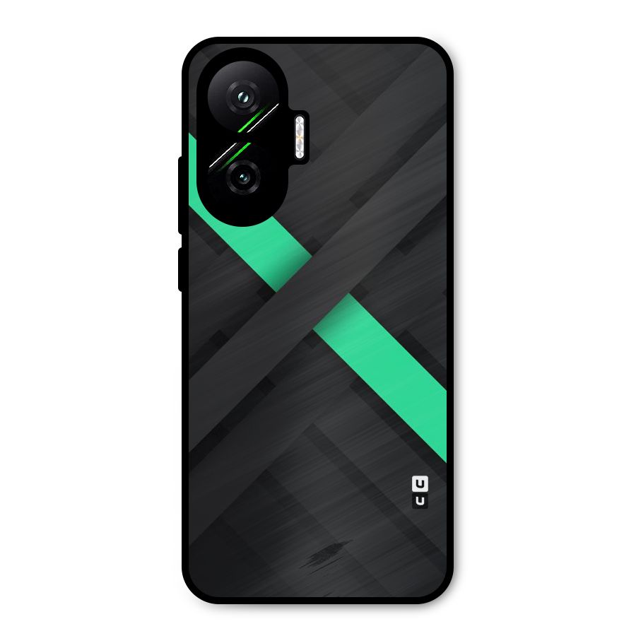 Green Stripe Diagonal Metal Back Case for Poco F7