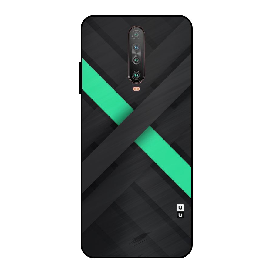 Green Stripe Diagonal Metal Back Case for Poco X2