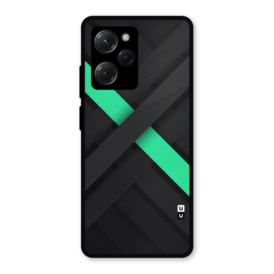 Green Stripe Diagonal Metal Back Case for Poco X5 Pro