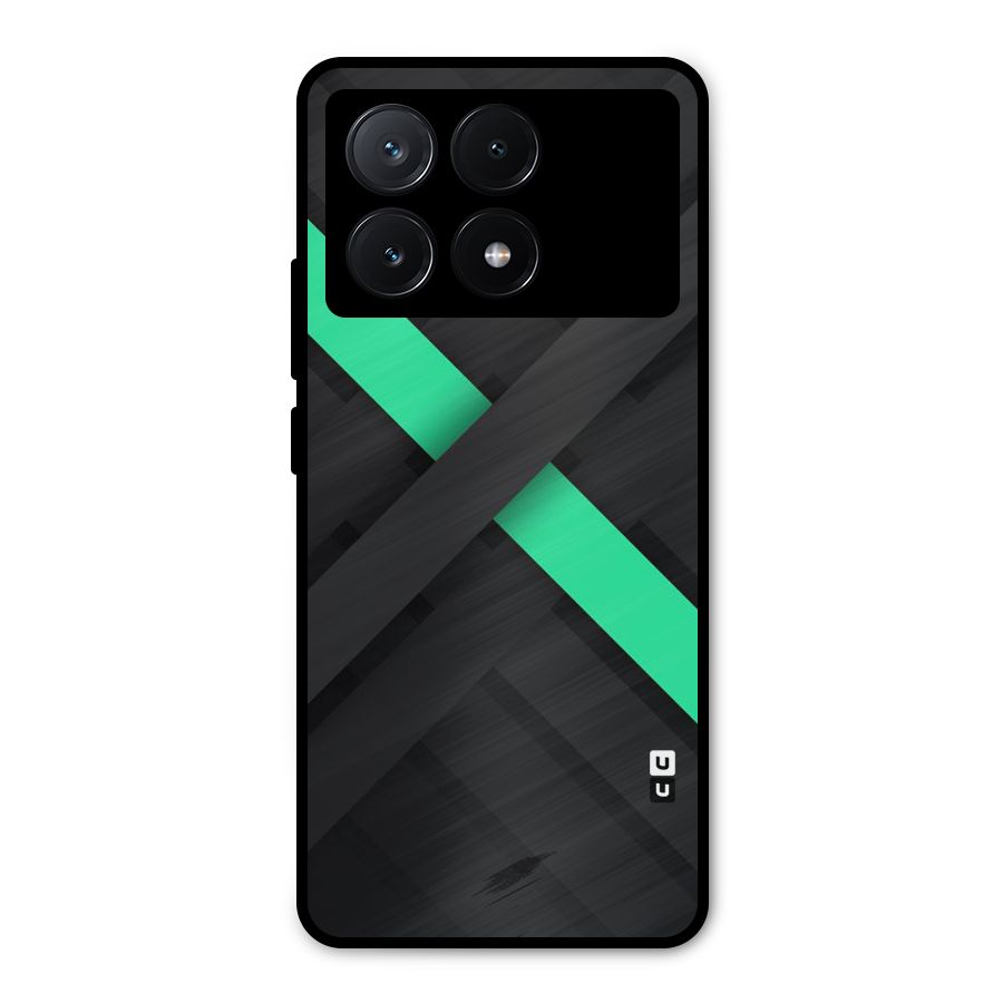 Green Stripe Diagonal Metal Back Case for Poco X6 Pro