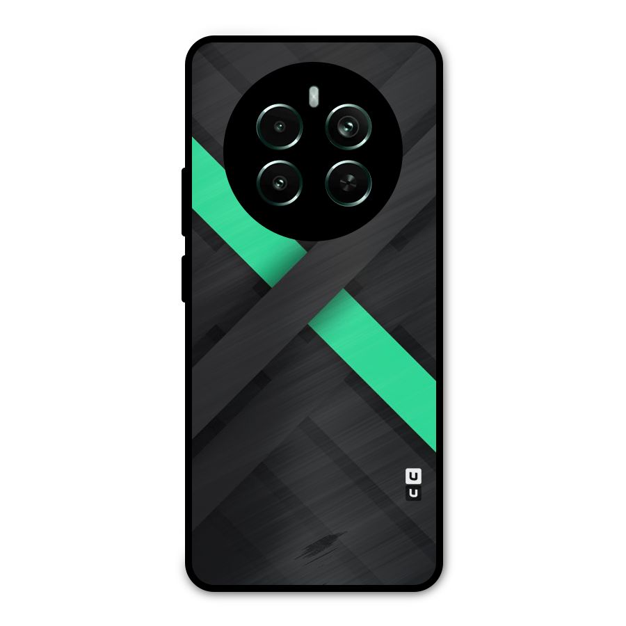 Green Stripe Diagonal Metal Back Case for Realme 12 Plus