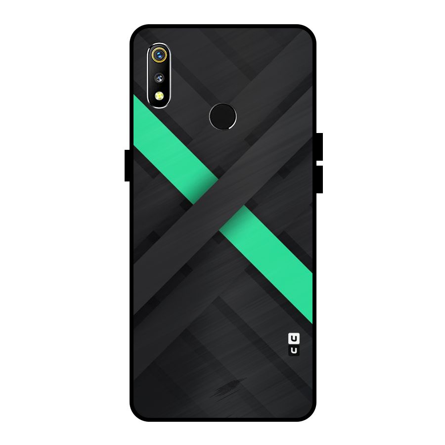 Green Stripe Diagonal Metal Back Case for Realme 3
