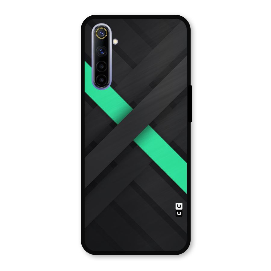 Green Stripe Diagonal Metal Back Case for Realme 6i