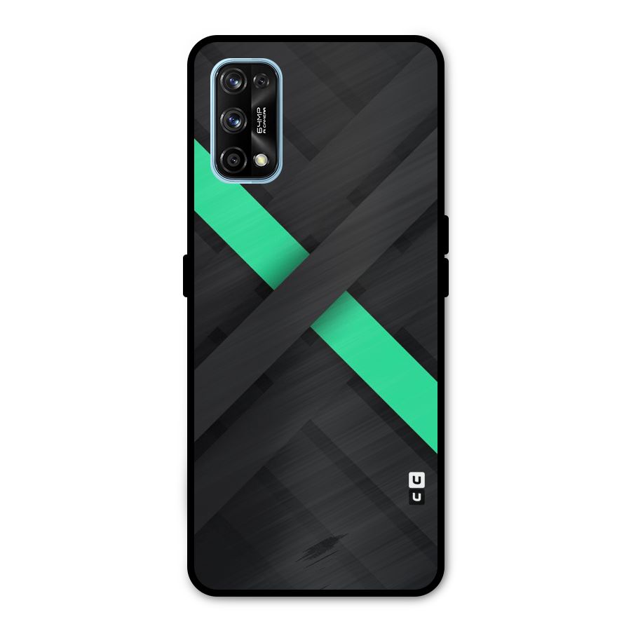 Green Stripe Diagonal Metal Back Case for Realme 7 Pro