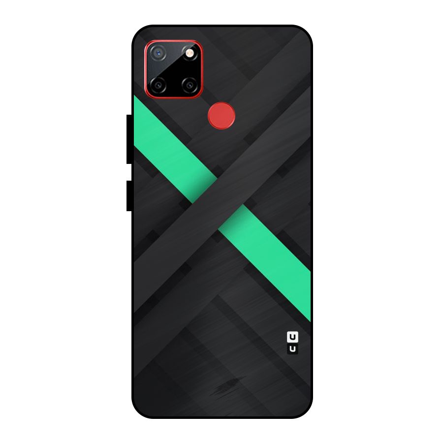 Green Stripe Diagonal Metal Back Case for Realme C12