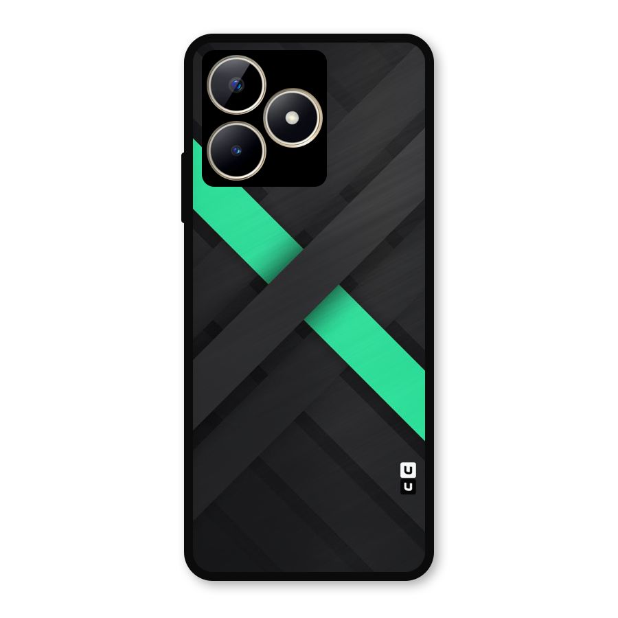 Green Stripe Diagonal Metal Back Case for Realme C53
