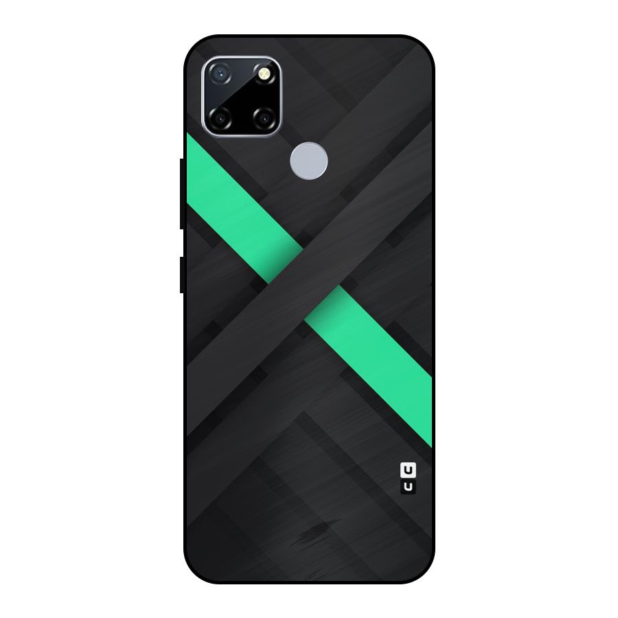 Green Stripe Diagonal Metal Back Case for Realme Narzo 20