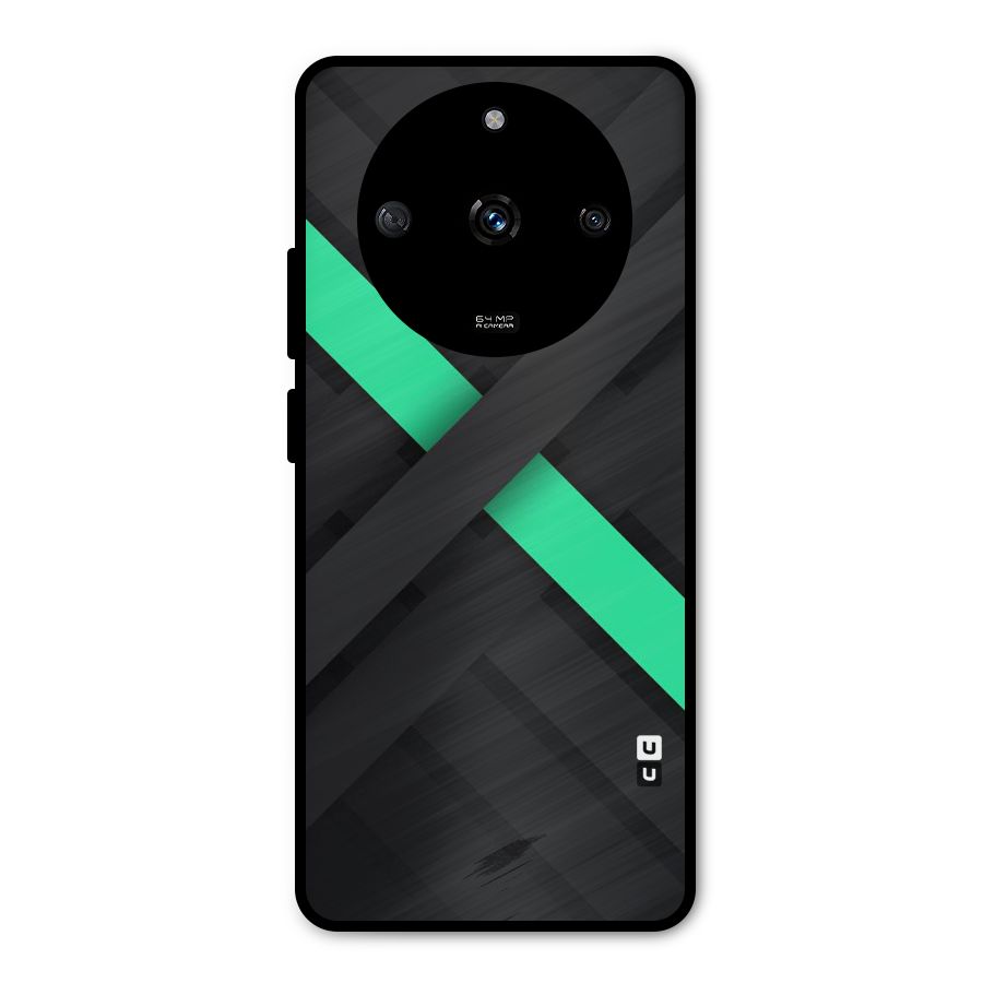 Green Stripe Diagonal Metal Back Case for Realme Narzo 60 5G
