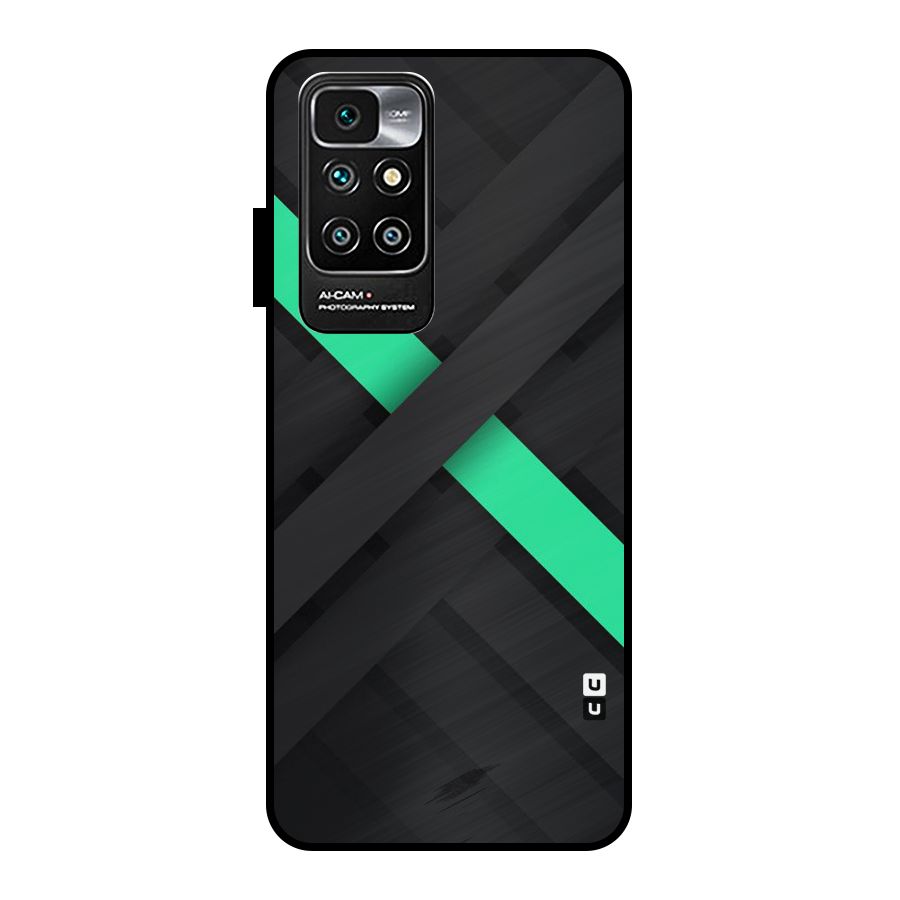 Green Stripe Diagonal Metal Back Case for Redmi 10 Prime
