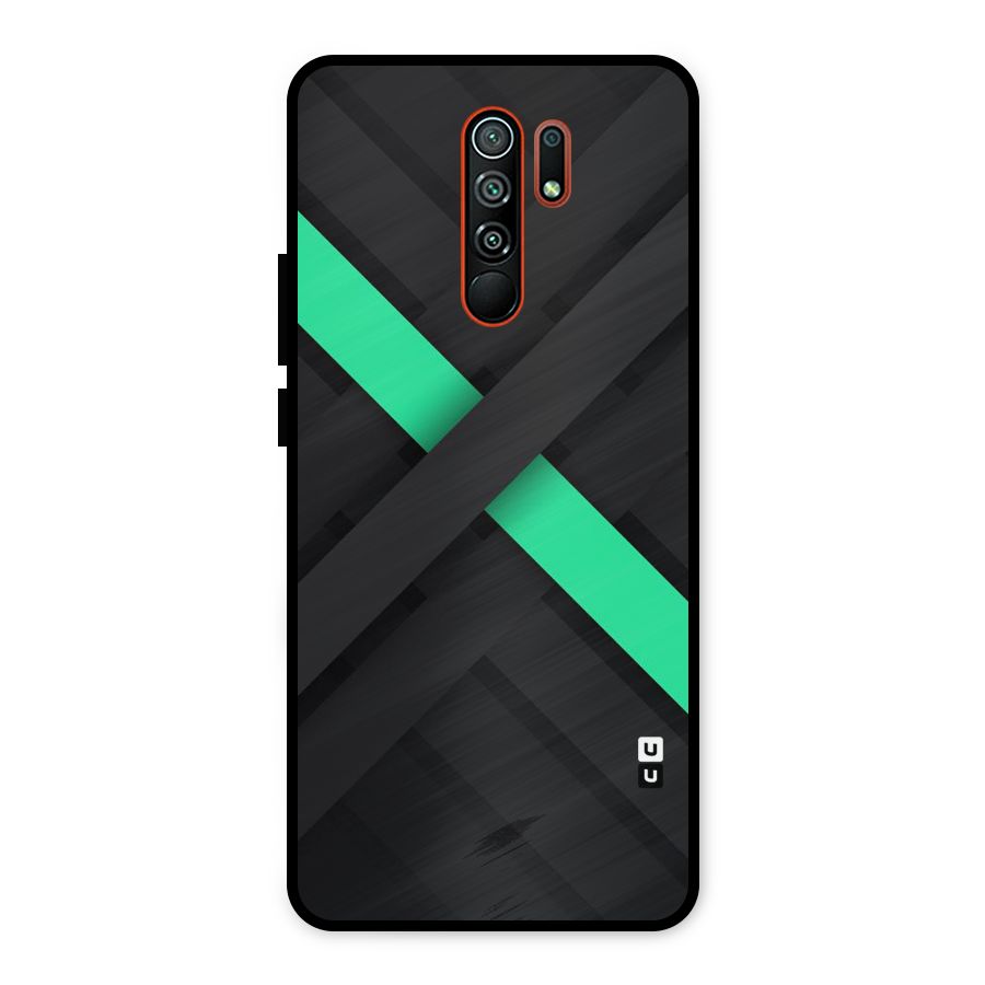 Green Stripe Diagonal Metal Back Case for Redmi 9 Prime