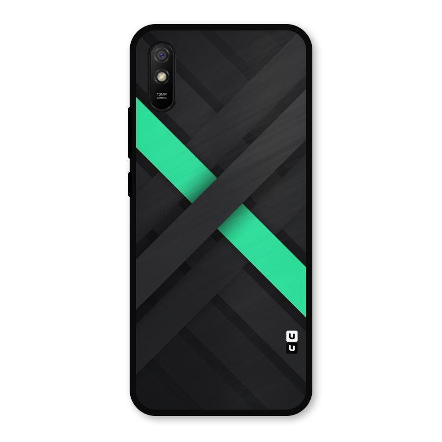 Green Stripe Diagonal Metal Back Case for Redmi 9a