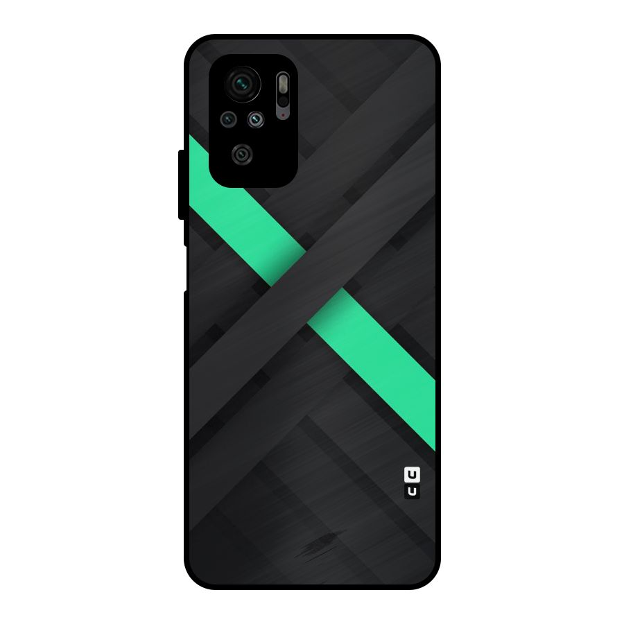 Green Stripe Diagonal Metal Back Case for Redmi Note 10S