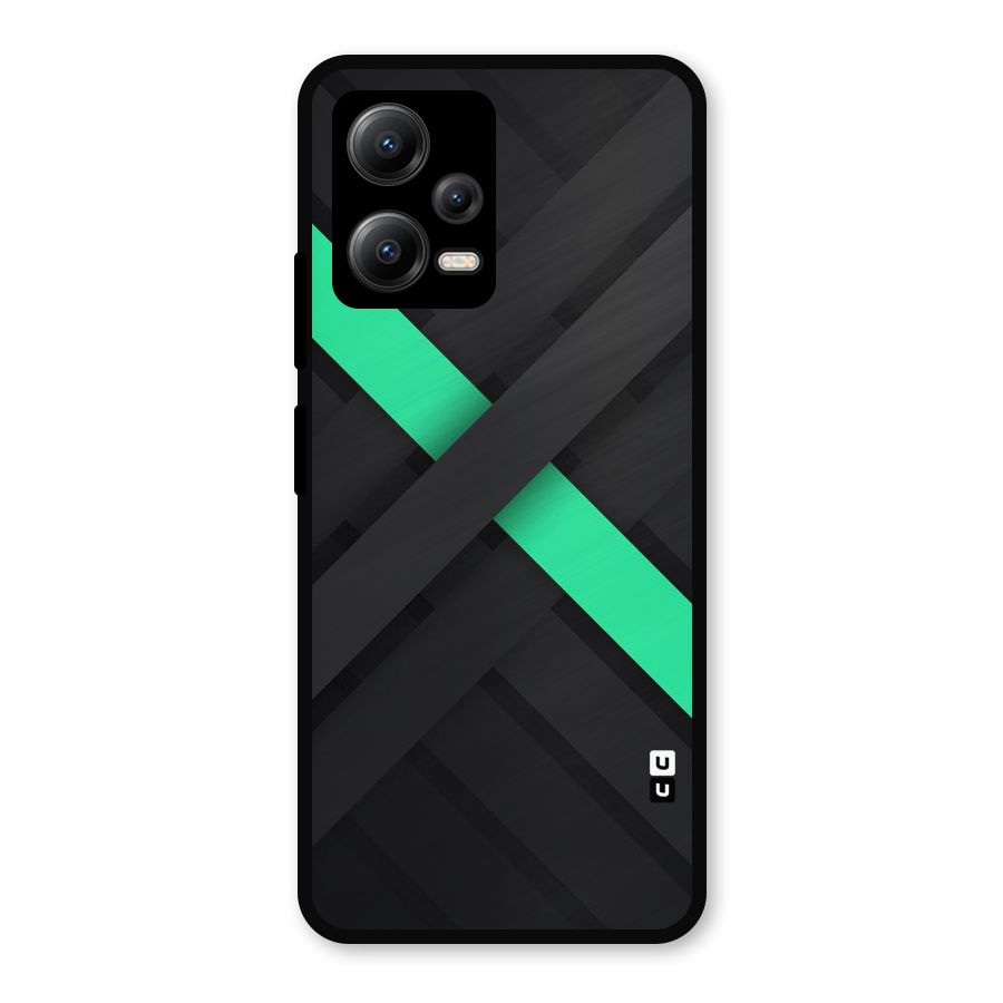 Green Stripe Diagonal Metal Back Case for Redmi Note 12 5G