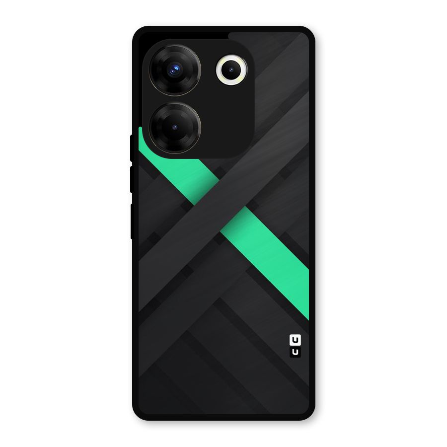 Green Stripe Diagonal Metal Back Case for Tecno Camon 20