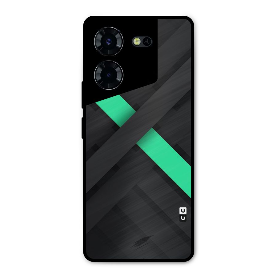 Green Stripe Diagonal Metal Back Case for Tecno Pova 5 Pro 5G