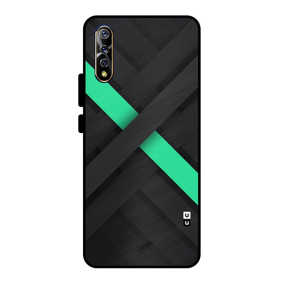 Green Stripe Diagonal Metal Back Case for Vivo S1
