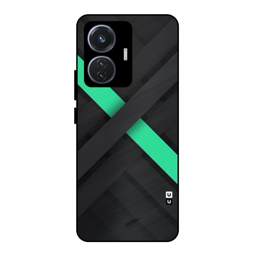Green Stripe Diagonal Metal Back Case for Vivo T1 44W