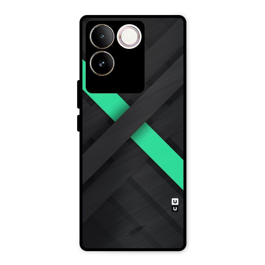 Green Stripe Diagonal Metal Back Case for Vivo T2 Pro