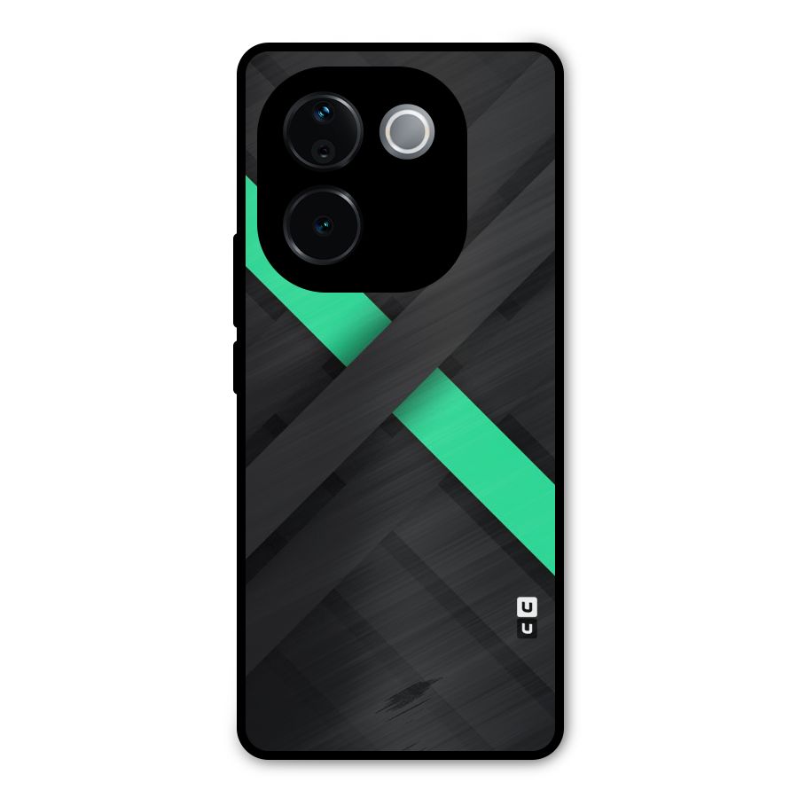 Green Stripe Diagonal Metal Back Case for Vivo T3 Pro