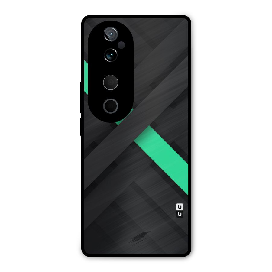 Green Stripe Diagonal Metal Back Case for Vivo T3 Ultra