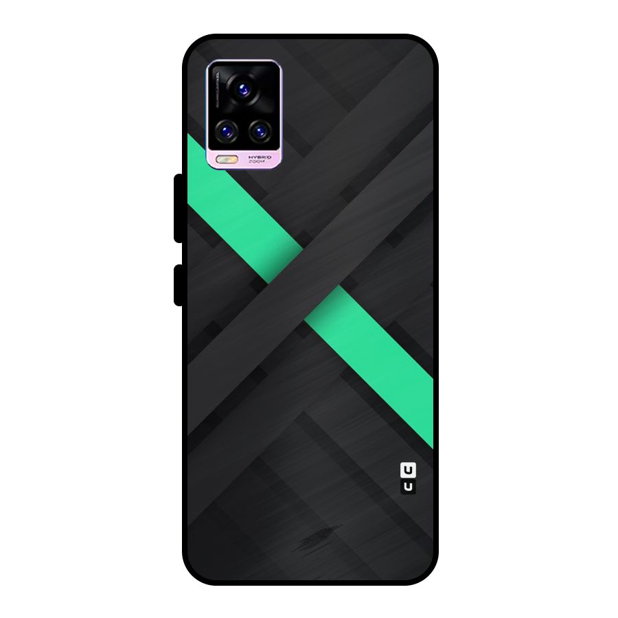 Green Stripe Diagonal Metal Back Case for Vivo V20 Pro