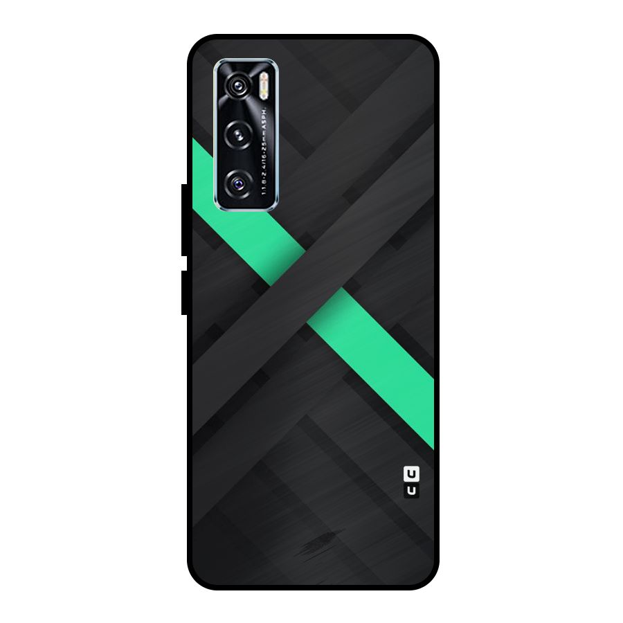 Green Stripe Diagonal Metal Back Case for Vivo V20 SE