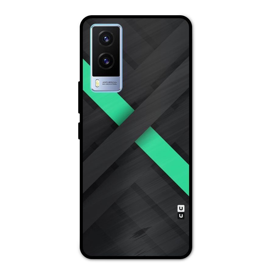 Green Stripe Diagonal Metal Back Case for Vivo V21e 5G