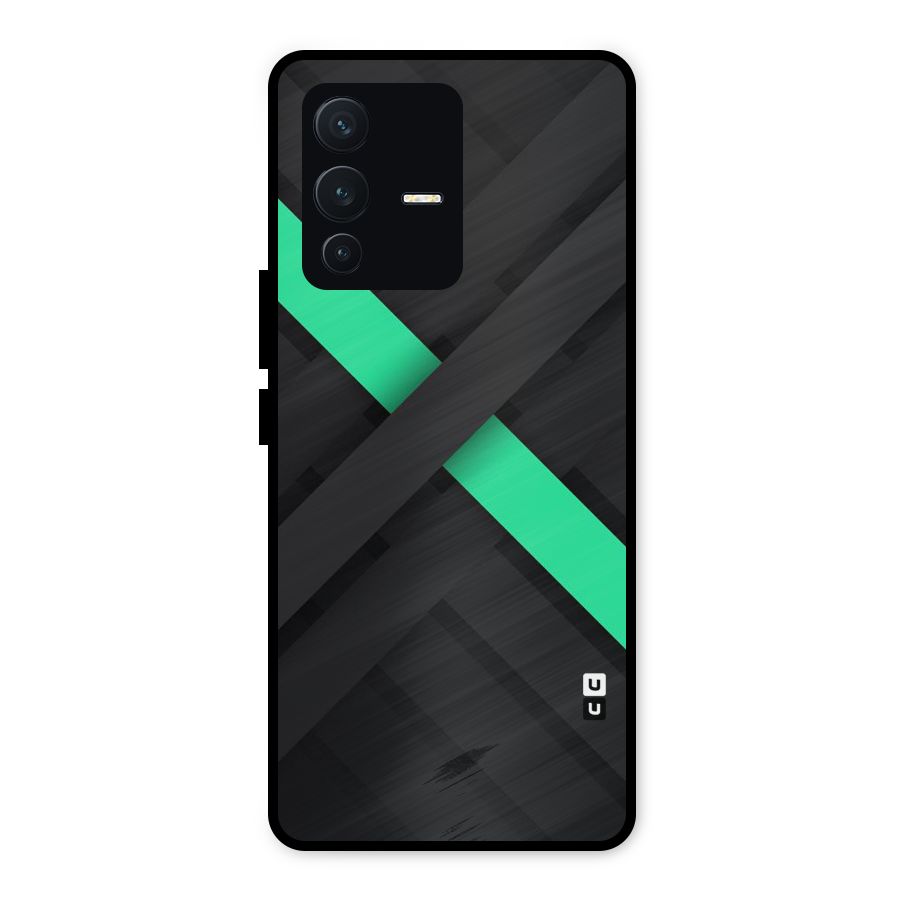 Green Stripe Diagonal Metal Back Case for Vivo V23 5G