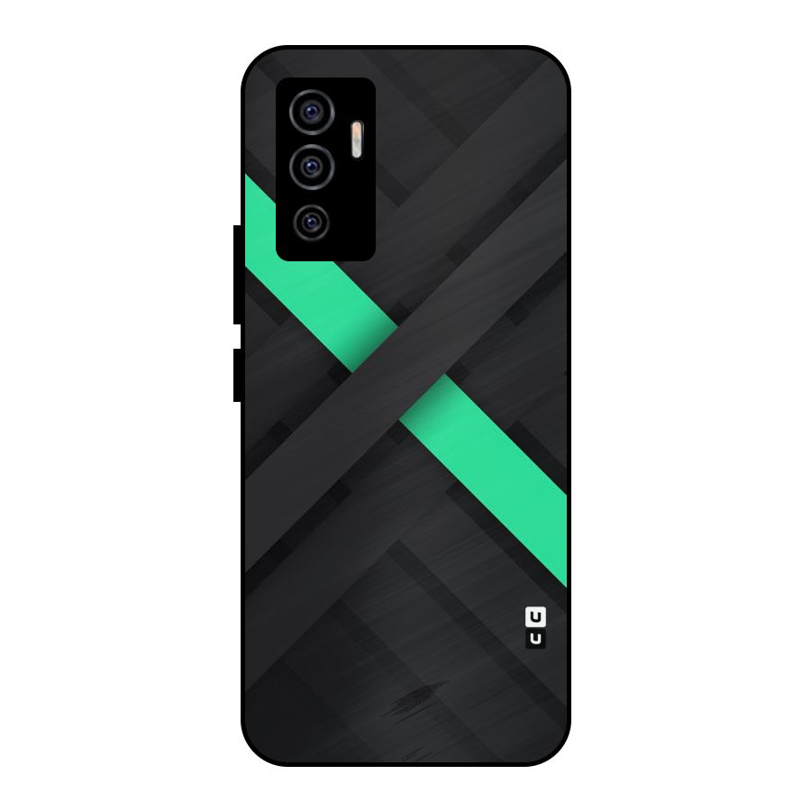 Green Stripe Diagonal Metal Back Case for Vivo V23e
