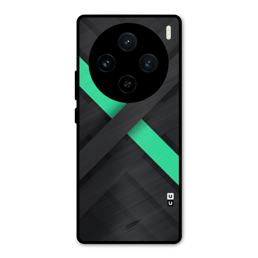 Green Stripe Diagonal Metal Back Case for Vivo X100