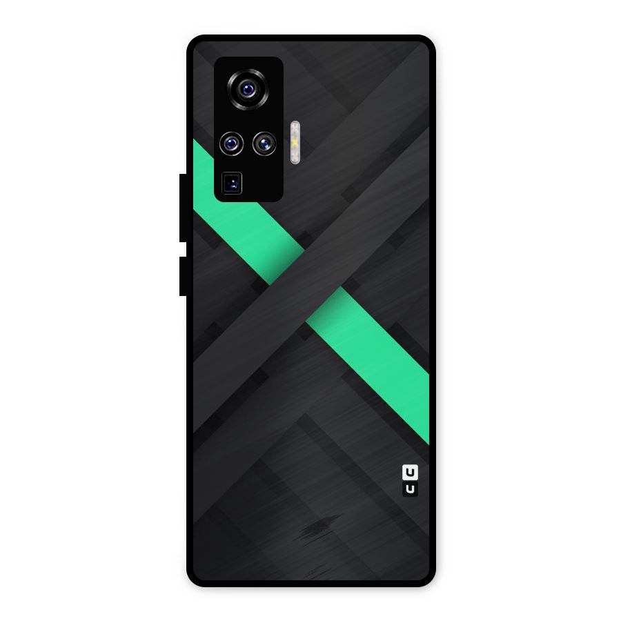 Green Stripe Diagonal Metal Back Case for Vivo X50 Pro